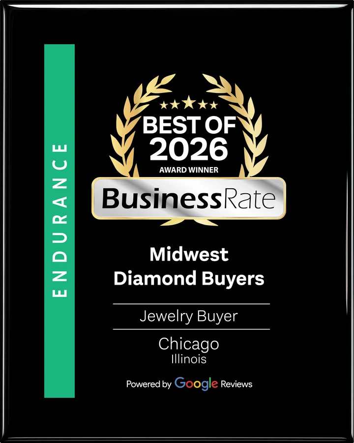 BusinessRate Best of 2026 Award Winner plaque for Midwest Diamond Buyers, Jewelry Buyer, Chicago, Illinois